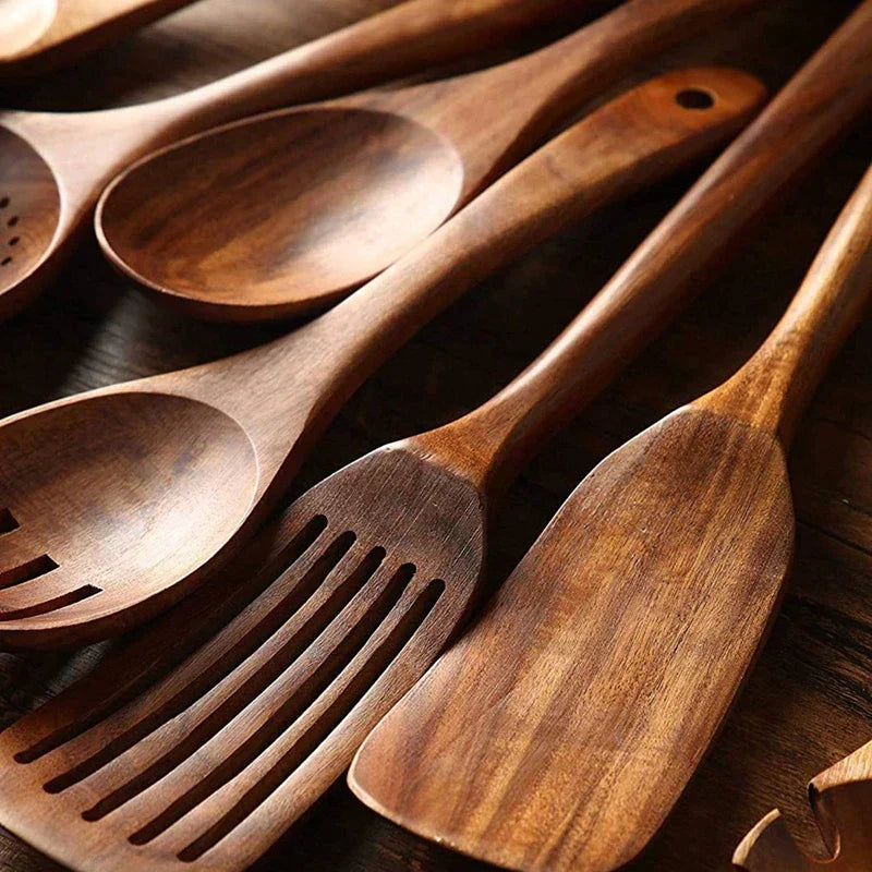 Kjøkkenutstyr Sett i Teak for Miljøvennlig Matlaging 3