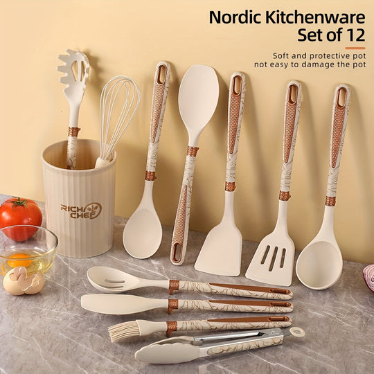 Kjøkkenutstyrsett med Silikonverktøy og Trehåndtak 1