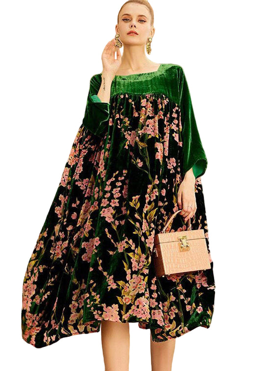 Kjoler Dame Lange O-hals Patchwork Stil 0