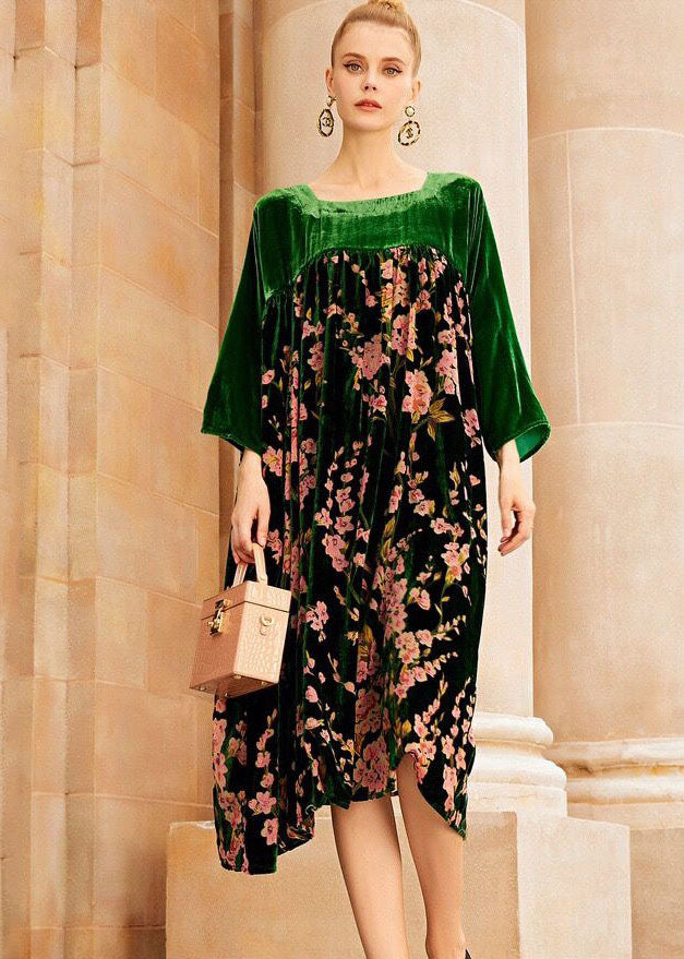 Kjoler Dame Lange O-hals Patchwork Stil 2