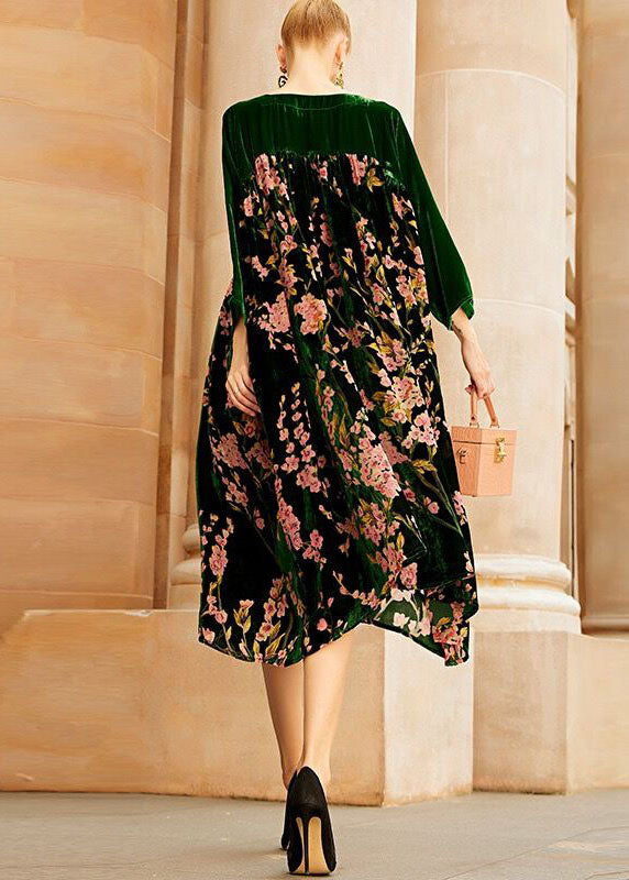 Kjoler Dame Lange O-hals Patchwork Stil 4