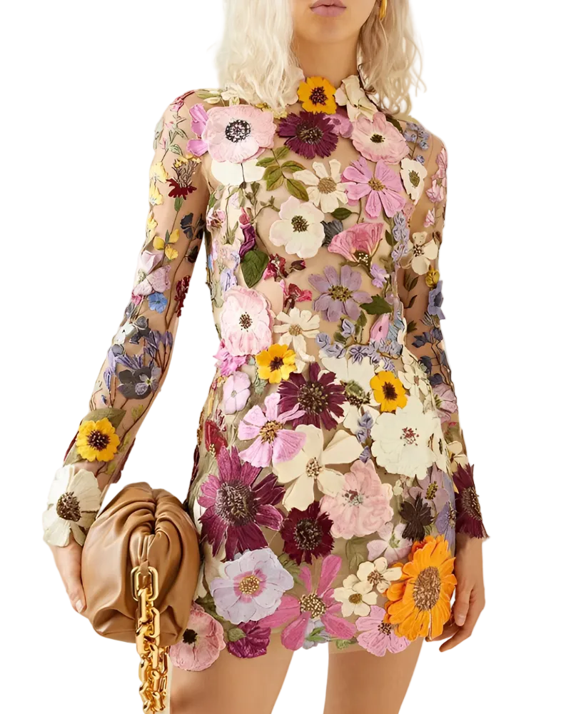 Kjoler Dame Midi med Blomsterdesign til Bryllup og Sommerfester 0