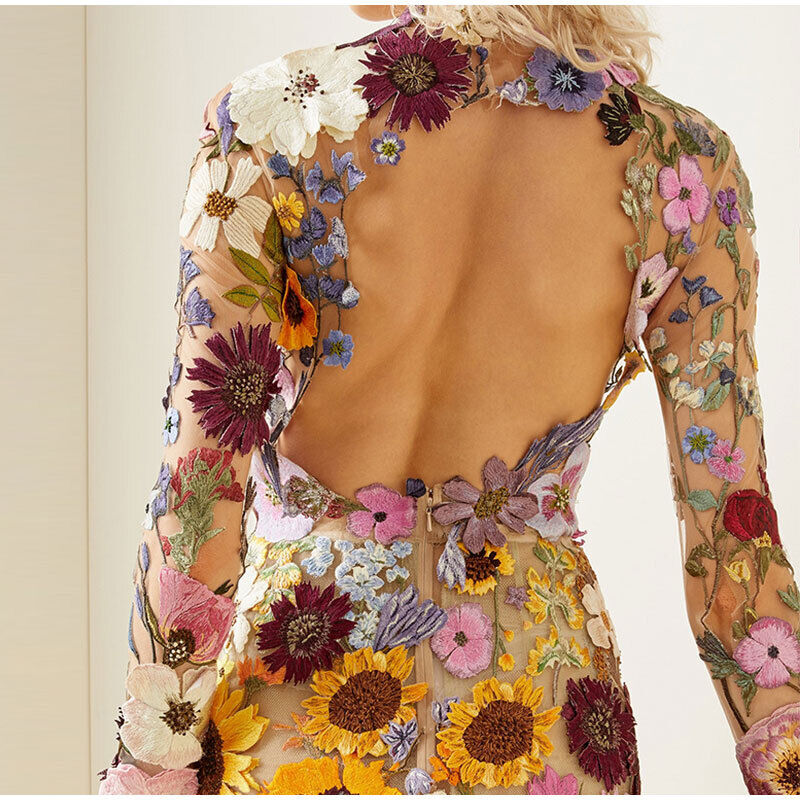 Kjoler Dame Midi med Blomsterdesign til Bryllup og Sommerfester 1