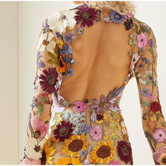 Kjoler Dame Midi med Blomsterdesign til Bryllup og Sommerfester 1