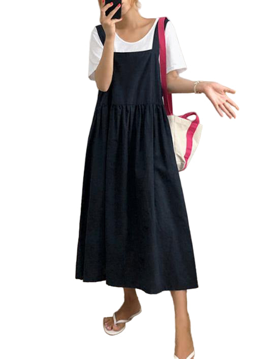 Kjoler Dame Spaghetti Stropp Cinched Sommerkjole 0