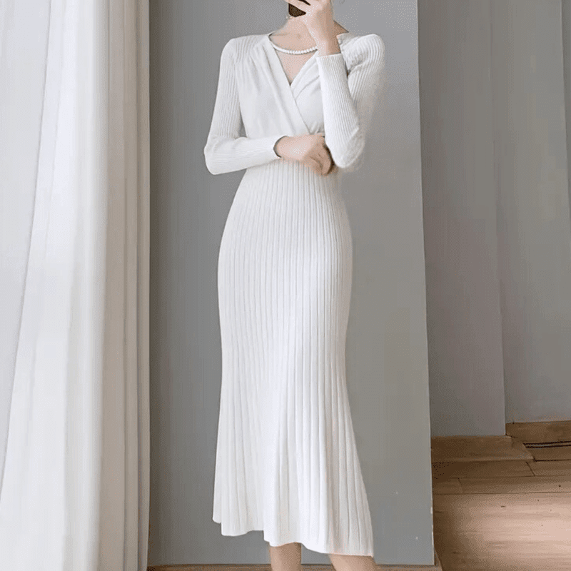 Kjoler Dame Strikket Design Polyester Komfortabel 2