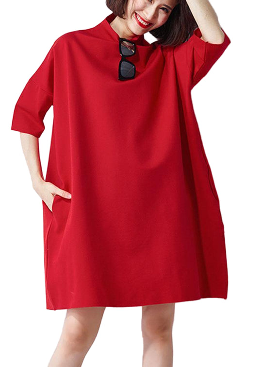 Klassisk Turtleneck Kjole med Halve Ermer for Damer 0