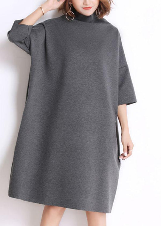 Klassisk Turtleneck Kjole med Halve Ermer for Damer 1