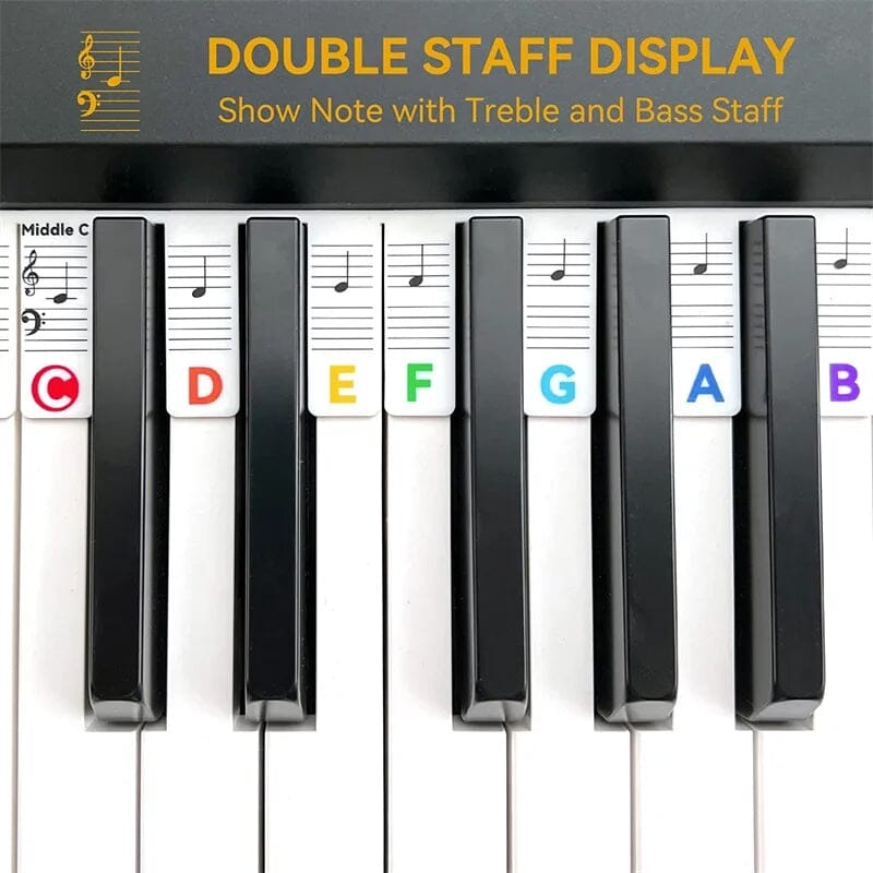 Klaviaturnoter for Piano Avtakbare Etiketter Fargerik Design 3