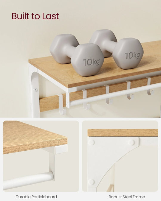 Klesstativ med Hylle og Kroker for Veggmontering 5