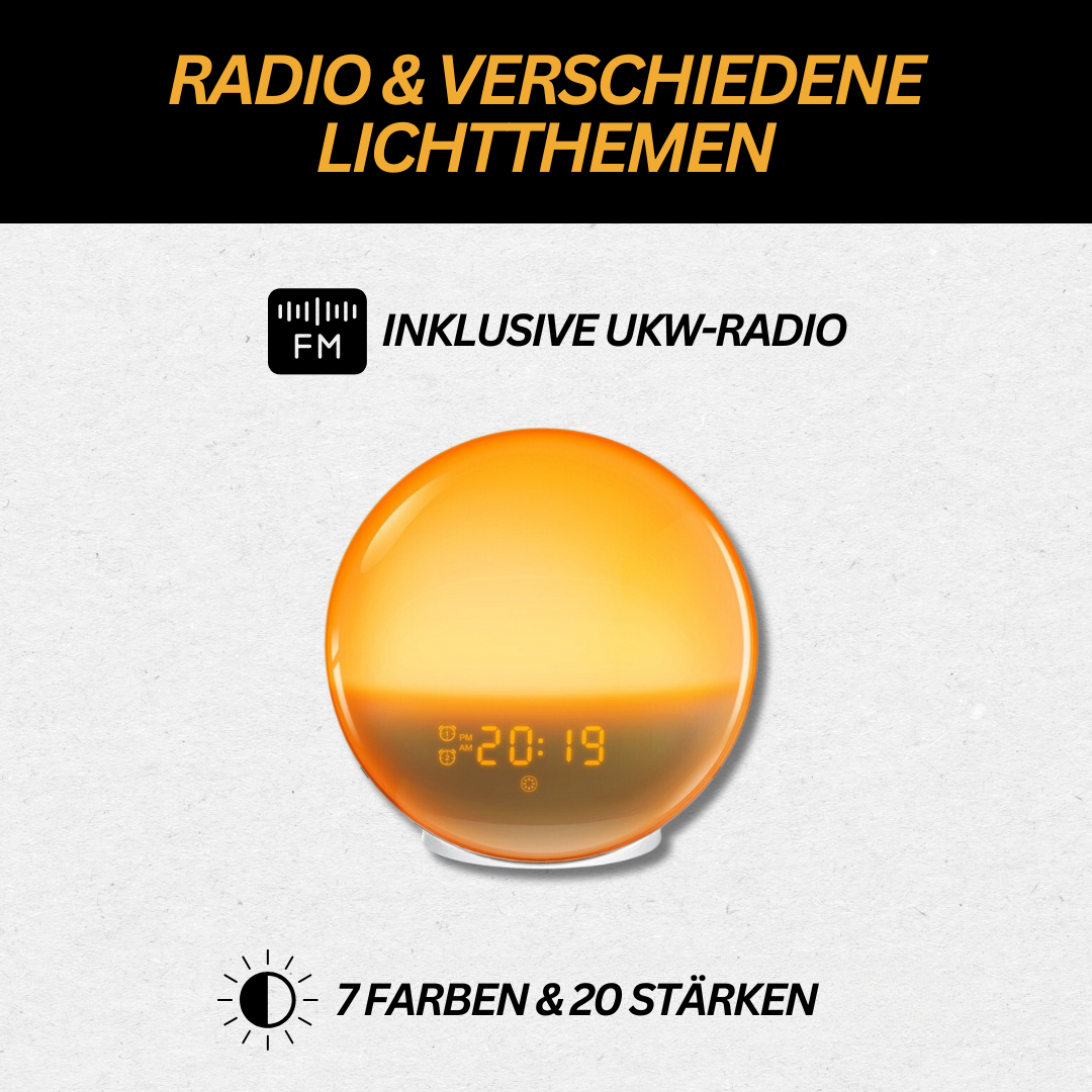 Klokkeradio med Vekkelys og Soloppgangssimulering 7