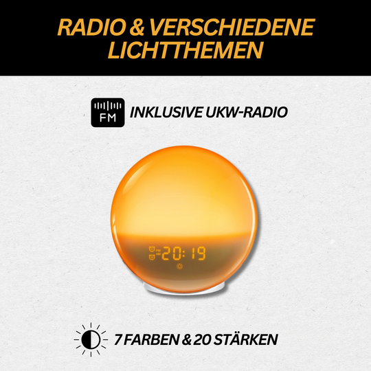 Klokkeradio med Vekkelys og Soloppgangssimulering 7