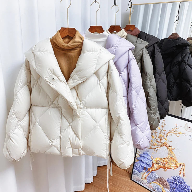 Korte Jakker Dame Med Hette Puffer Løs Passform 0