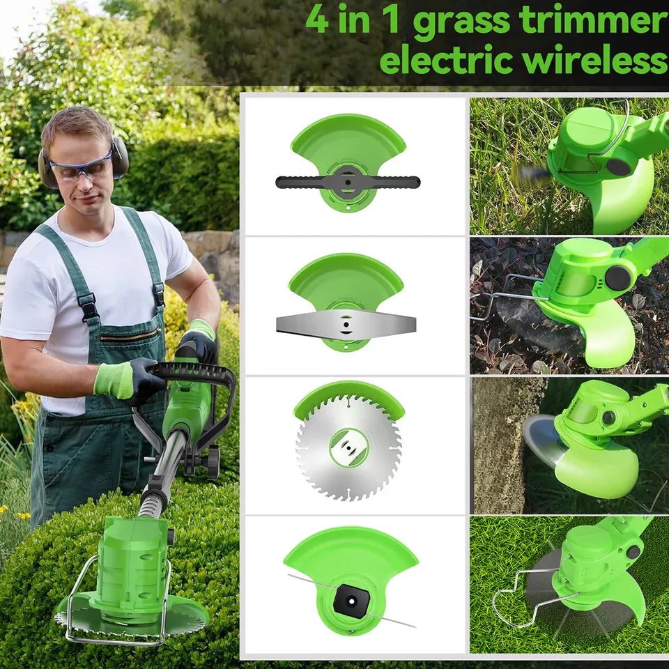 Kraftig Elektrisk Gresstrimmer for Hjemmet med Justerbart Skaft og Diverse Kniver 2