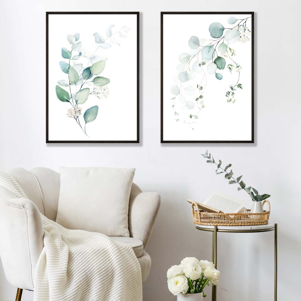Kunsttrykk Sett med 2 Blågrønn Eukalyptus Moderne Dekorasjon 1