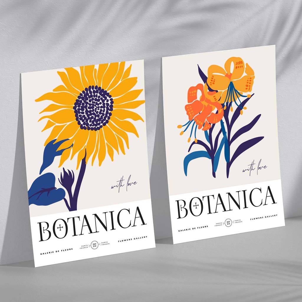 Kunsttrykk Sett med 2 Blomsterdesign 0