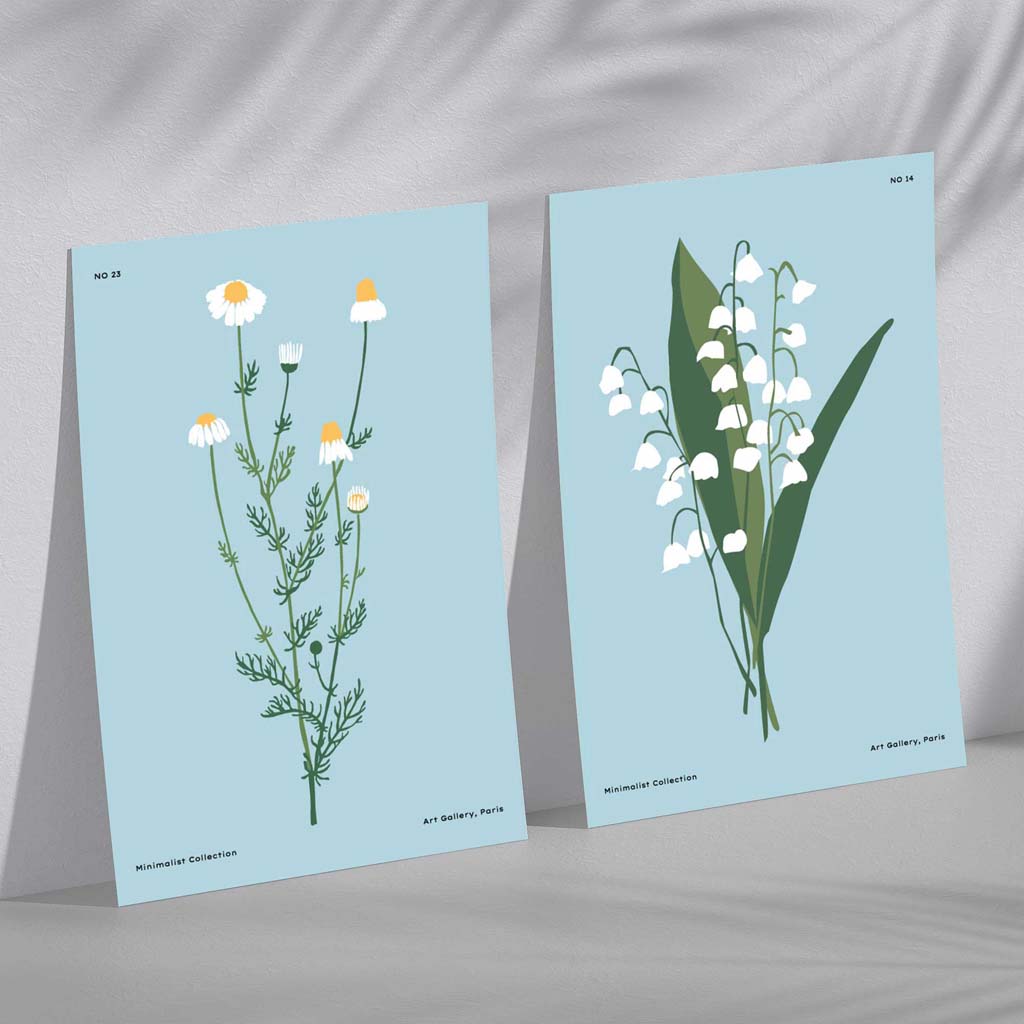 Kunsttrykk Sett med 2 Illustrasjoner av Villblomster 2