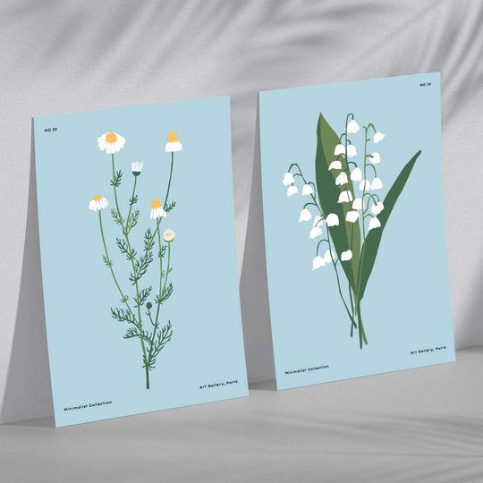 Kunsttrykk Sett med 2 Illustrasjoner av Villblomster 2