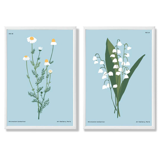Kunsttrykk Sett med 2 Illustrasjoner av Villblomster 3