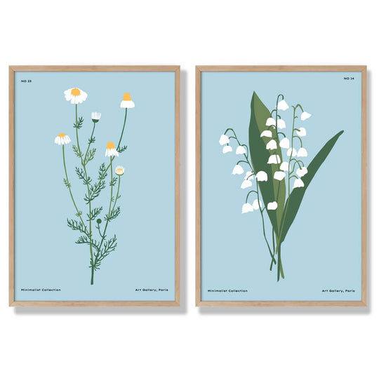 Kunsttrykk Sett med 2 Illustrasjoner av Villblomster 6