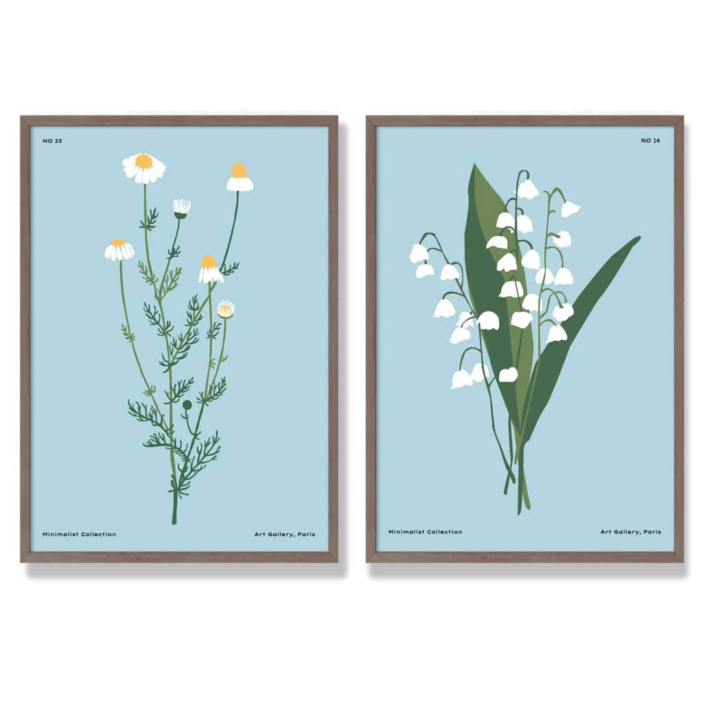 Kunsttrykk Sett med 2 Illustrasjoner av Villblomster 7