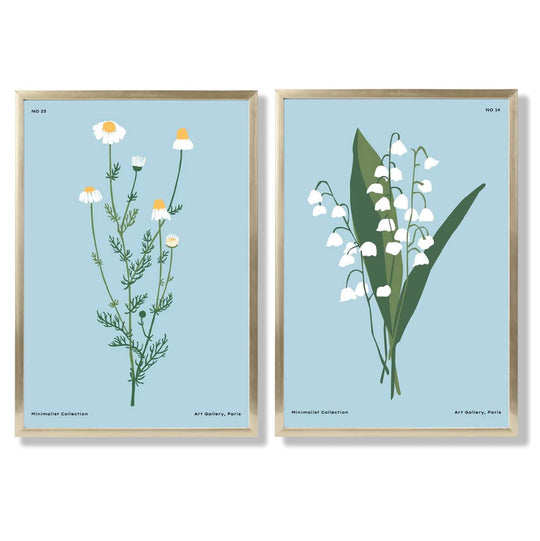 Kunsttrykk Sett med 2 Illustrasjoner av Villblomster 8