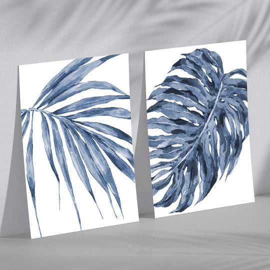 Kunsttrykk Sett med Blå Monstera Papyrus 0