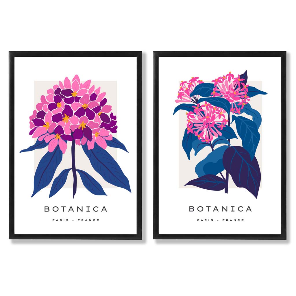 Kunsttrykk Sett med Blomster Motiver Innrammet 0