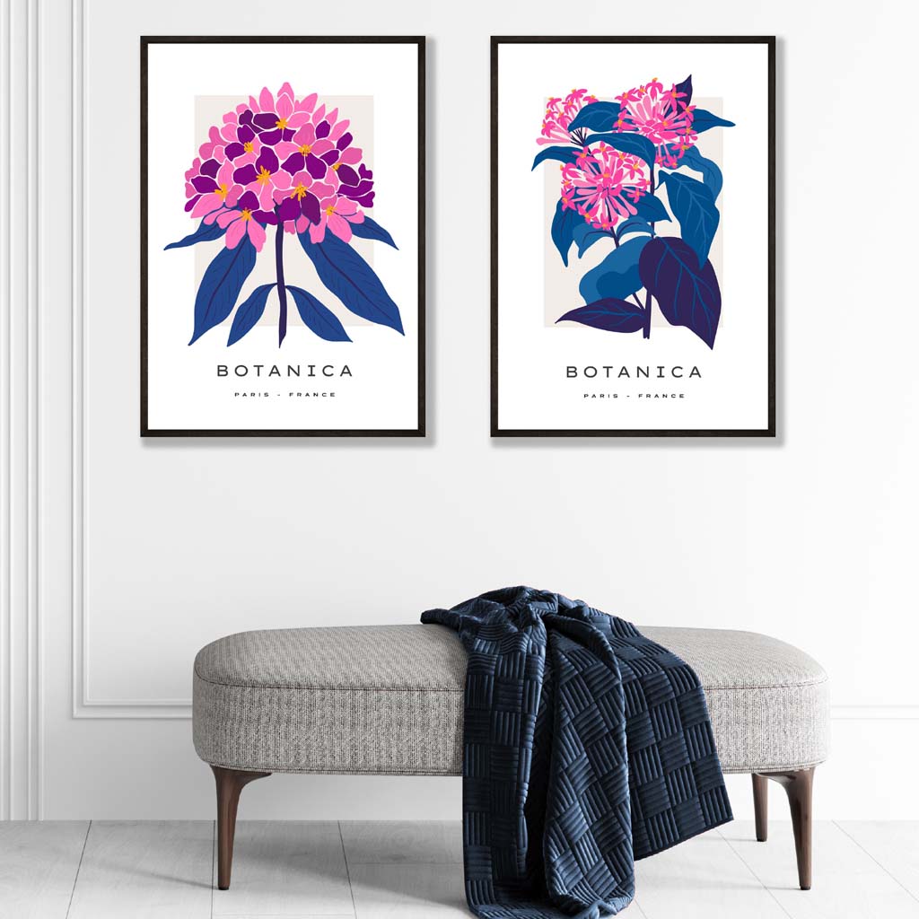 Kunsttrykk Sett med Blomster Motiver Innrammet 1