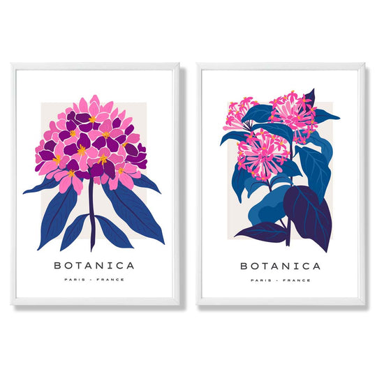 Kunsttrykk Sett med Blomster Motiver Innrammet 3