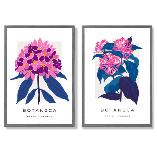 Kunsttrykk Sett med Blomster Motiver Innrammet 4
