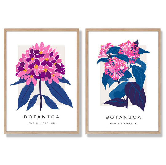 Kunsttrykk Sett med Blomster Motiver Innrammet 6