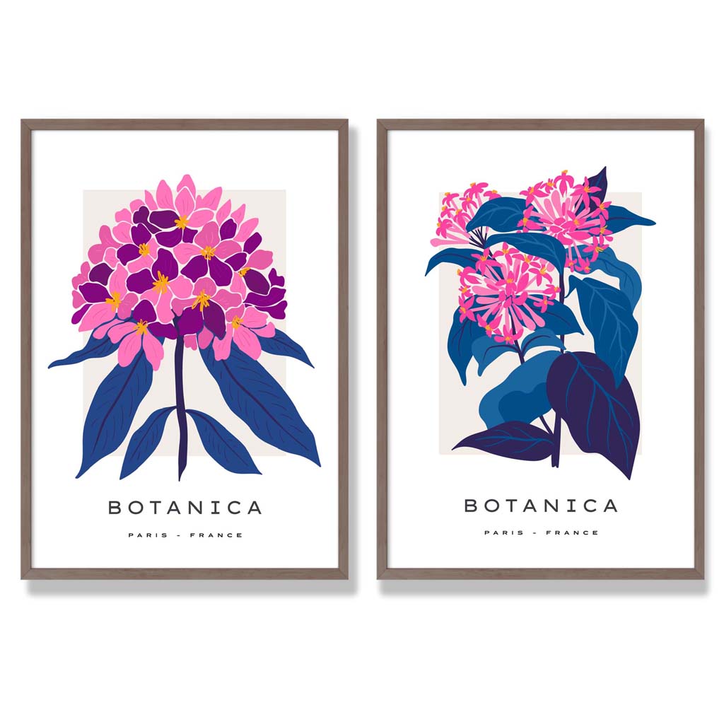 Kunsttrykk Sett med Blomster Motiver Innrammet 7