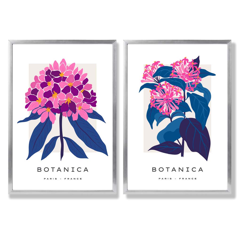 Kunsttrykk Sett med Blomster Motiver Innrammet 9