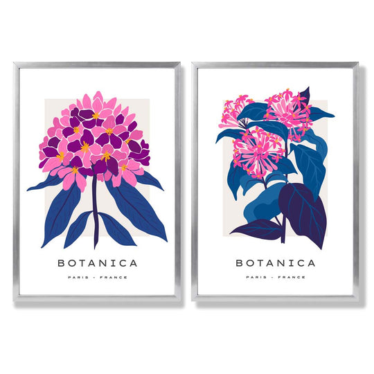 Kunsttrykk Sett med Blomster Motiver Innrammet 9