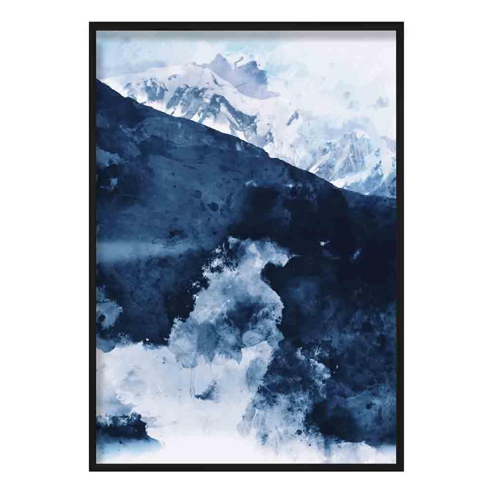 Kunsttrykk av Abstrakte Fjell i Blåtoner 0