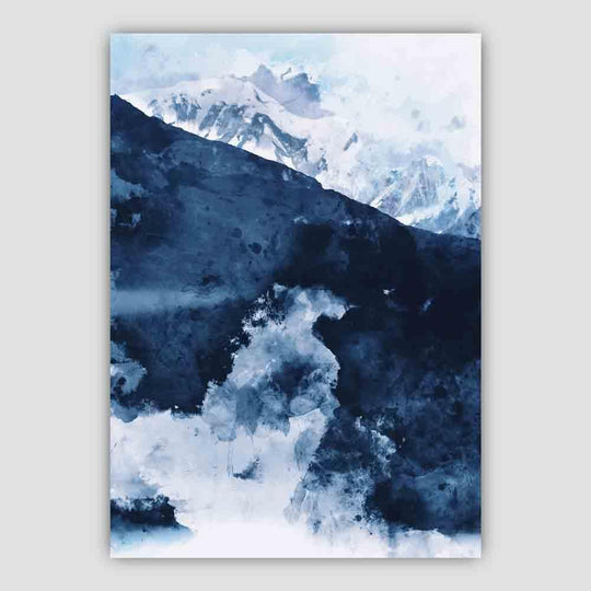 Kunsttrykk av Abstrakte Fjell i Blåtoner 3
