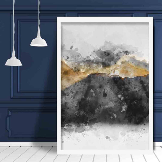 Kunsttrykk av Fjell i Svart og Gult 1