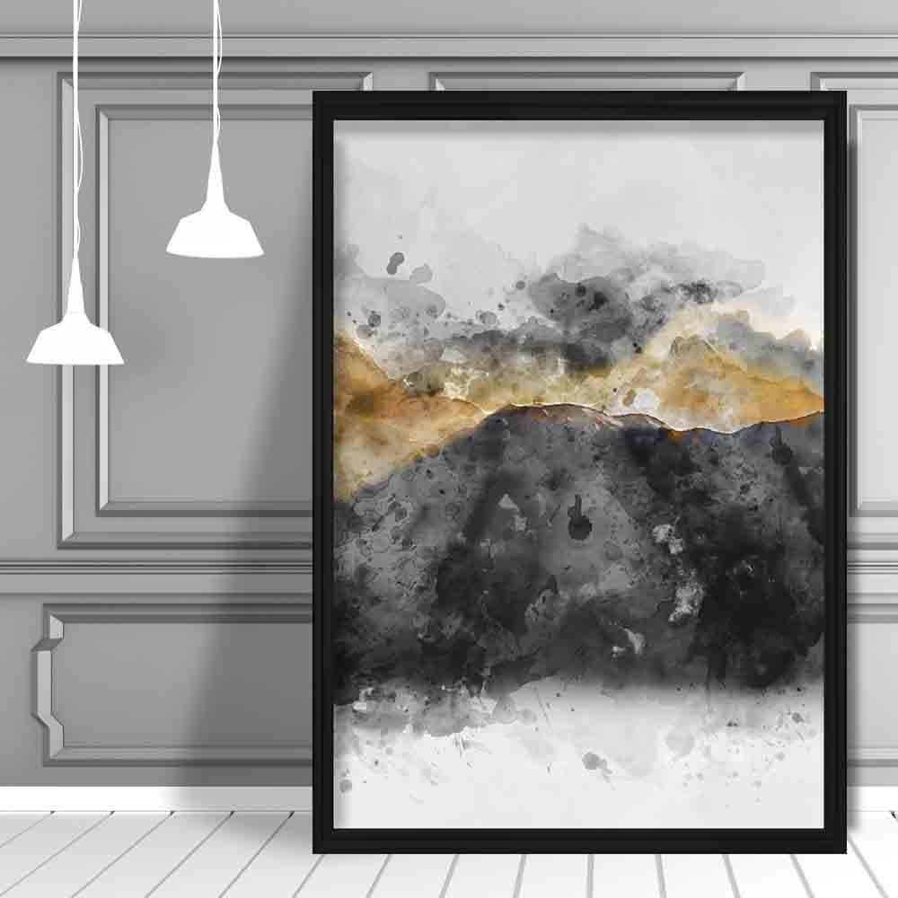 Kunsttrykk av Fjell i Svart og Gult 2