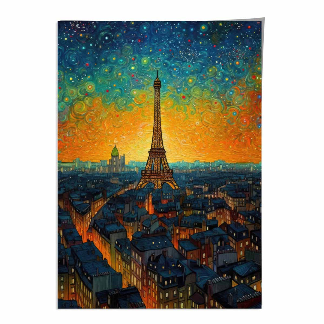 Kunsttrykk av Paris ved Solnedgang, Eiffeltårn, Bohemsk og Moderne Interiør 0