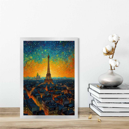 Kunsttrykk av Paris ved Solnedgang, Eiffeltårn, Bohemsk og Moderne Interiør 2