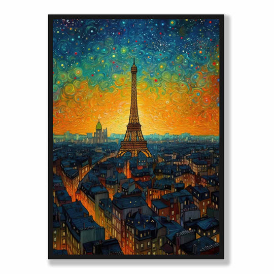 Kunsttrykk av Paris ved Solnedgang, Eiffeltårn, Bohemsk og Moderne Interiør 5