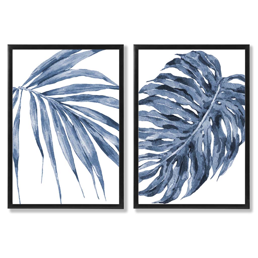 Kunsttrykksett med Blå Monstera Motiver til Hjemmedekorasjon 0