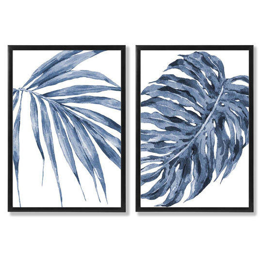 Kunsttrykksett med Blå Monstera Motiver til Hjemmedekorasjon 0