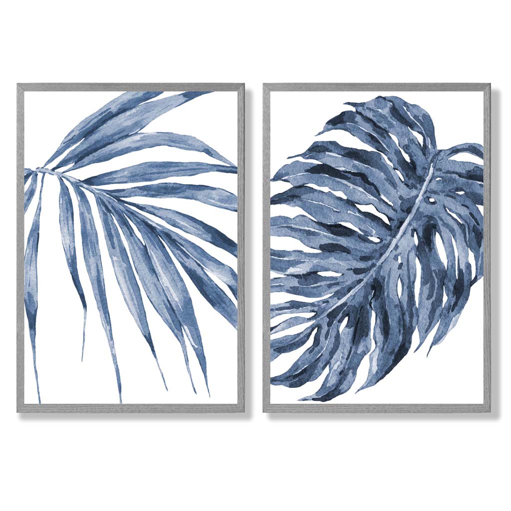 Kunsttrykksett med Blå Monstera Motiver til Hjemmedekorasjon 5