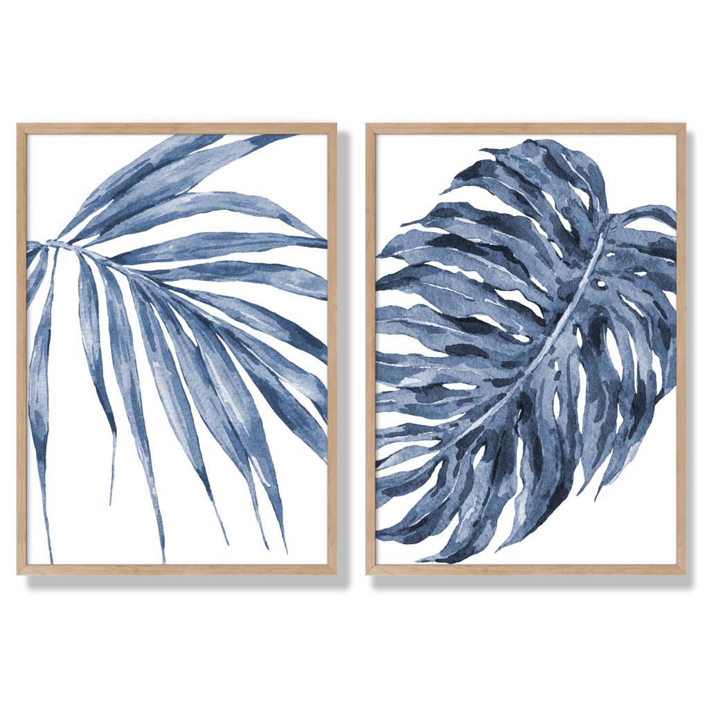 Kunsttrykksett med Blå Monstera Motiver til Hjemmedekorasjon 6