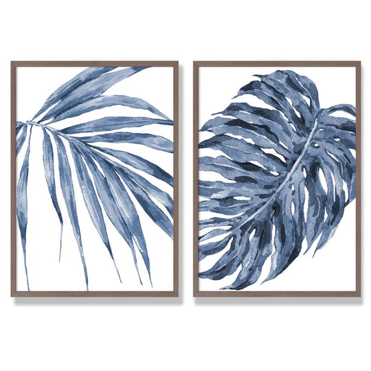 Kunsttrykksett med Blå Monstera Motiver til Hjemmedekorasjon 7