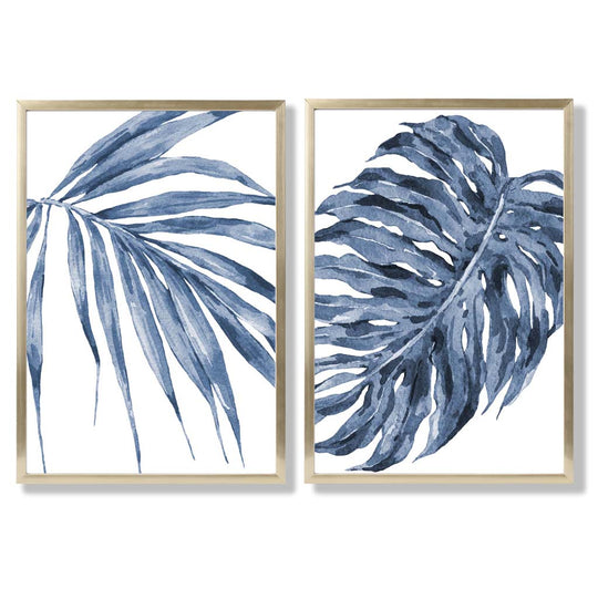 Kunsttrykksett med Blå Monstera Motiver til Hjemmedekorasjon 8