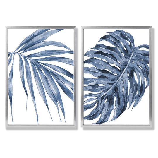 Kunsttrykksett med Blå Monstera Motiver til Hjemmedekorasjon 9