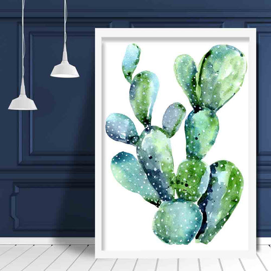 Kunstverk Akvarelltrykk Kaktus Blågrønn Decor 2